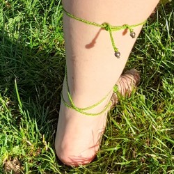 Tobillera Macramé Verde Cruzada Rombo
