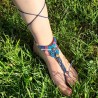 Tobillera Macramé Azul Cruzada Rombo