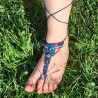 Tobillera Macramé Azul Cruzada Rombo