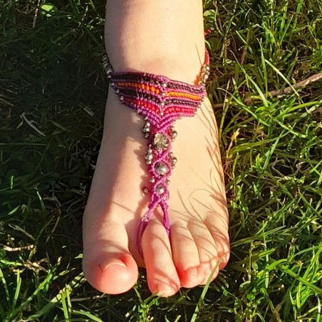 Tobillera Macramé Morada Ajustable