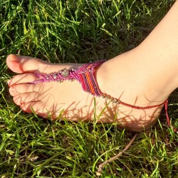 Tobillera Macramé Morada Ajustable