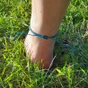Tobillera Macramé Azul Círculo Ajustable