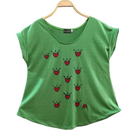 Camiseta Corazones Verde