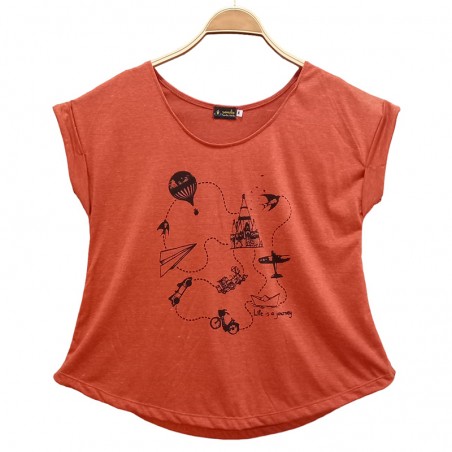 Camiseta Recorriendo naranja