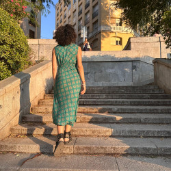Vestido Midi Recto Hojas