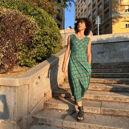 Vestido Midi Recto Hojas